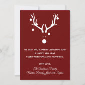 メリークリスマス家族の写真ダークレッドのスクリプト シーズンカード (裏面)