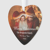 メリークリスマス家族の写真パーソナライズ オーナメント (正面)