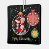 メリークリスマス家族の写真パーソナライズ セラミックオーナメント (左)