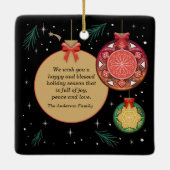 メリークリスマス家族の写真パーソナライズ セラミックオーナメント (裏面)