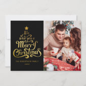 メリークリスマス家族の写真ホリデーカード シーズンカード (正面)