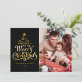 メリークリスマス家族の写真ホリデーカード シーズンカード (スタンド正面)