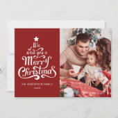 メリークリスマス家族の写真ホリデーカード シーズンカード (正面)