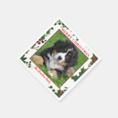 メリークリスマス家族の写真モノグラム名 スタンダードカクテルナプキン (角)