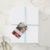 メリークリスマス家族の写真赤い書道フォント ギフトタグ (より糸付き)