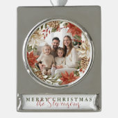 メリークリスマス家族の写真 シルバープレートバナーオーナメント (正面)