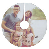 メリークリスマス家族の写真 ブラッシュドポリエステルツリースカート (正面)