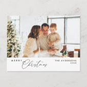 メリークリスマス家族の写真、ロマンモダンチック ポストカード (正面)