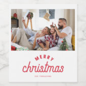 メリークリスマス家族の写真 ワインラベル (シングルラベル)