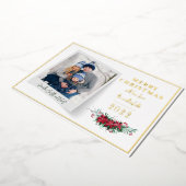 メリークリスマス家族の写真 箔シーズンカード (回転した状態)