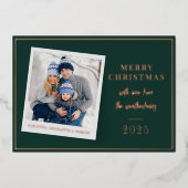 メリークリスマス家族の写真 箔シーズンカード (正面)