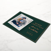 メリークリスマス家族の写真 箔シーズンカード (回転した状態)