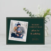 メリークリスマス家族の写真 箔シーズンカード (立ち正面)
