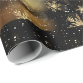 メリークリスマス家族の名前が黒と金ゴールドを願う ラッピングペーパー (ロールコーナー)