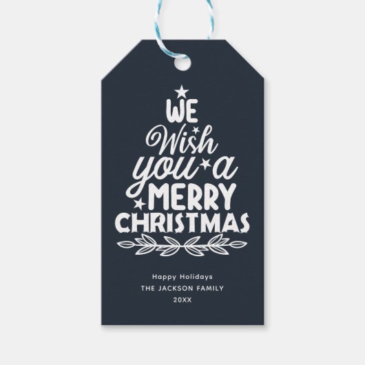 メリークリスマス家族の子供たちの写真 ギフトタグ (正面)