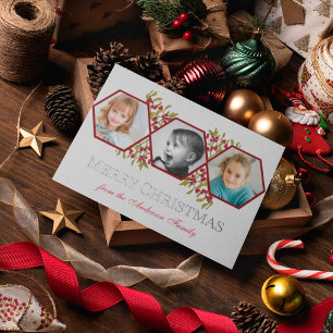 メリークリスマス家族の挨拶の写真 箔シーズンポストカード