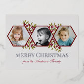 メリークリスマス家族の挨拶の写真 箔シーズンポストカード (正面)