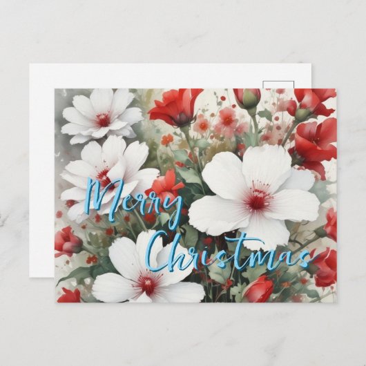 メリークリスマス家族の新年メッセージ シーズンポストカード (正面/裏面)