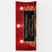 メリークリスマス家族の金ゴールドの赤くきらめくな木 横断幕 (縦)