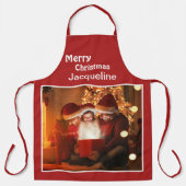 メリークリスマス家族フォトチャイルドパーソナライズ エプロン (正面)