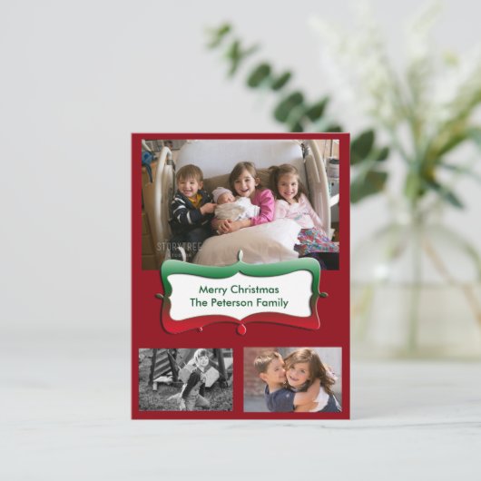 メリークリスマス家族写真はがき シーズンポストカード (スタンド正面)