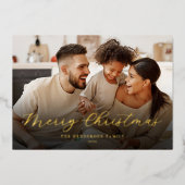 メリークリスマス家族写真 箔シーズンカード (正面)