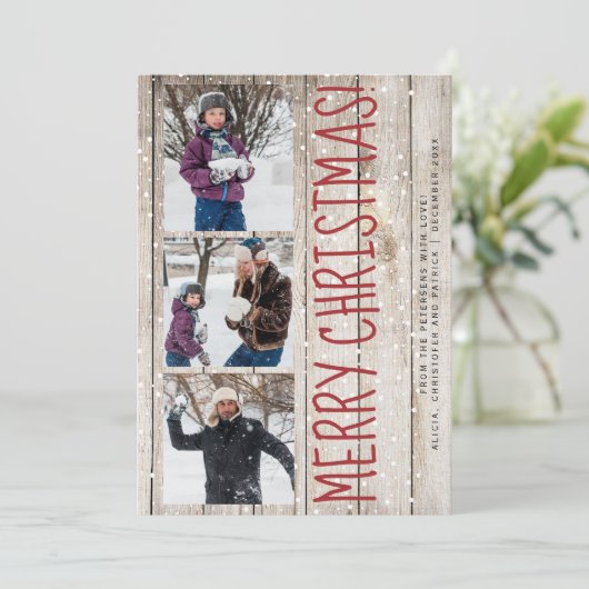 メリークリスマス家族3写真集ラスティック シーズンカード (スタンド正面)
