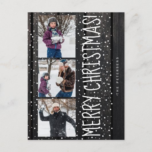メリークリスマス家族3写真集ラスティック シーズンポストカード (正面)