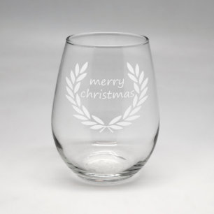 メリークリスマス小さいStemlessワイングラス
