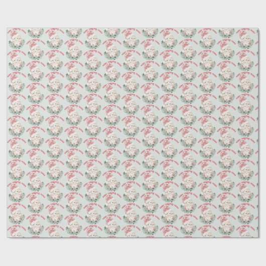 メリークリスマス小さな女の子パーソナライズされたリース ラッピングペーパー (フラット)