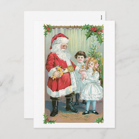 メリークリスマス小さな女の子! シーズンポストカード (正面/裏面)