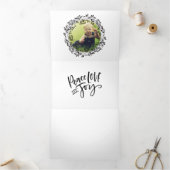 メリークリスマス小さな白い星キャンディレッド写真 三つ折りクリスマスカード (内部)