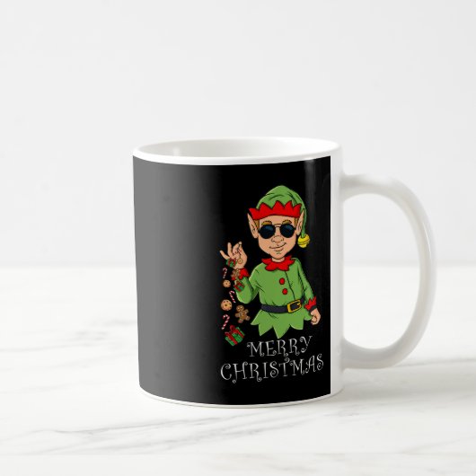 メリークリスマス小妖精や小人おもしろいファミリークリスマス コーヒーマグカップ (右)