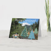 メリークリスマス小妖精や小人と飾木々 シーズンカード (正面)