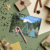 メリークリスマス小妖精や小人と飾木々 シーズンカード