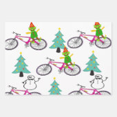 メリークリスマス小妖精や小人スイカサンタ ラッピングペーパーシート (正面2)