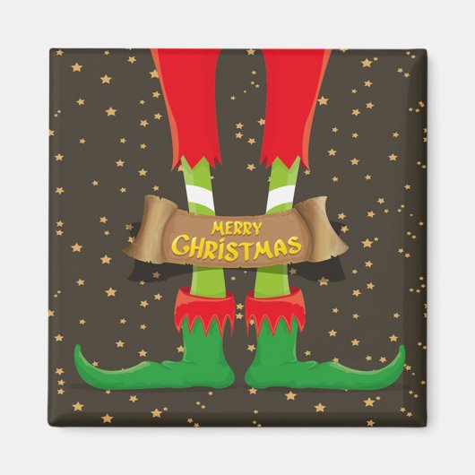 メリークリスマス小妖精や小人脚 マグネット (正面)