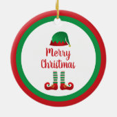 メリークリスマス小妖精や小人衣装レッドタイポグラフィ セラミックオーナメント (裏面)