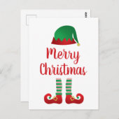 メリークリスマス小妖精や小人衣装レッドタイポグラフィ ポストカード (正面/裏面)