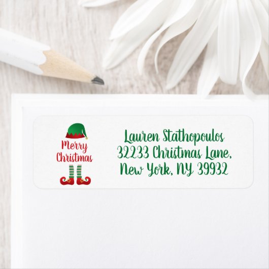 メリークリスマス小妖精や小人衣装レッドタイポグラフィ ラベル (インサイチュ)