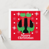 メリークリスマス小妖精や小人足ズハイトスノーフレーク カード (正面/裏面インサイチュ)