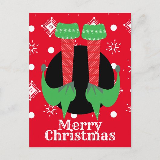 メリークリスマス小妖精や小人足ズハイトスノーフレーク ポストカード (正面)