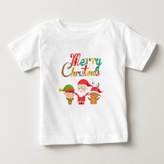 メリークリスマス小妖精や小人 ベビーTシャツ (正面)