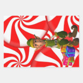 メリークリスマス小妖精や小人、雪だるまシーツラッピング紙 ラッピングペーパーシート (正面3)