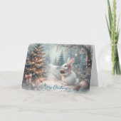 メリークリスマス居心地の良いバニーウッドランドデクページ シーズンカード (正面)