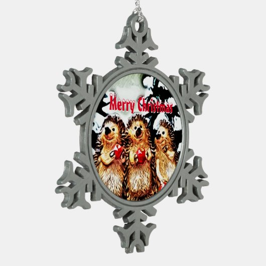 メリークリスマス山嵐 スノーフレークピューターオーナメント (左)