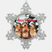 メリークリスマス山嵐 スノーフレークピューターオーナメント (正面)