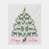 メリークリスマス山羊クリスマスツリー フリースブランケット (正面)