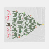 メリークリスマス山羊クリスマスツリー フリースブランケット (正面(横))