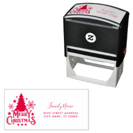 メリークリスマス差出人住所の自墨切手 セルフインキングスタンプ
